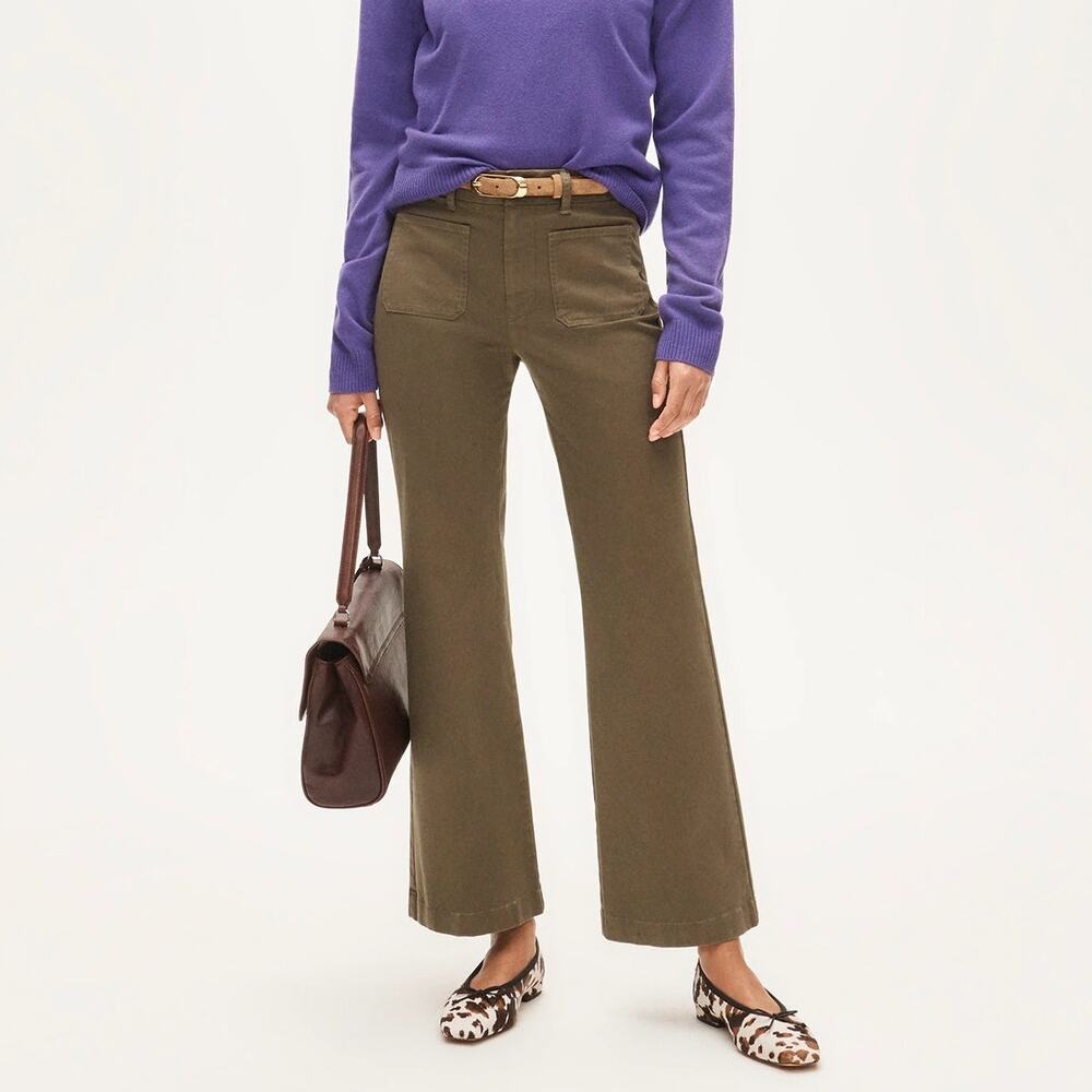 J.Crew Charley Kickout Cropped Chino Pant Frosty Olive Size 28 NWOT